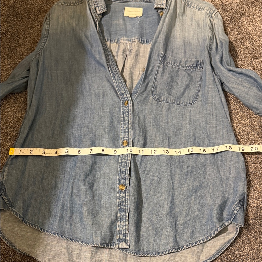 American Eagle Outfitters Light Blue Boyfriend Fit Shirt - Picture 4 of 5